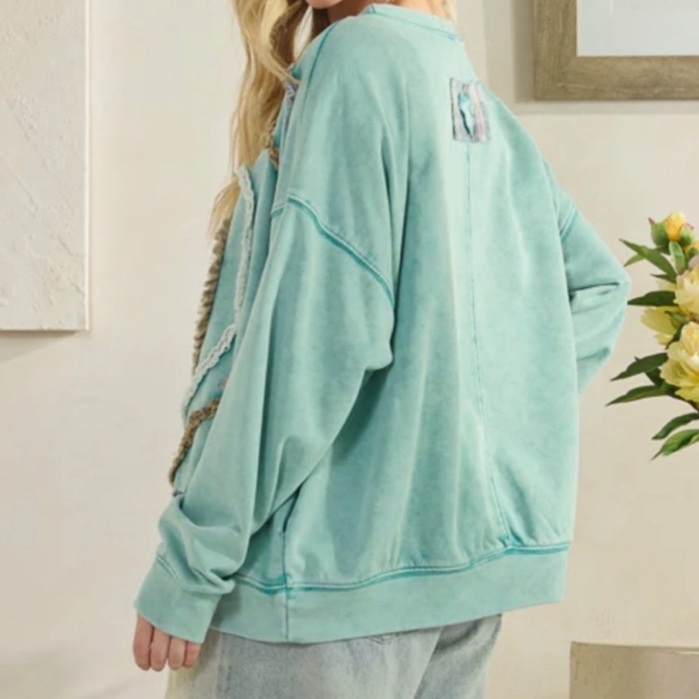 HOST PICK! OLI & HALI Mineral Wash Heart Patchwork Cotton Sweatshirt - Picture 6 of 6